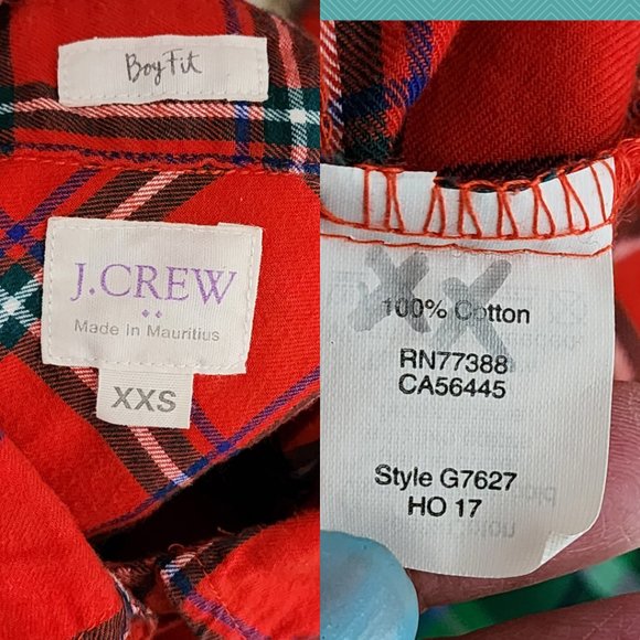 J. Crew Red Plaid Checks Button Front Boy Fit Shirt - Picture 4 of 4